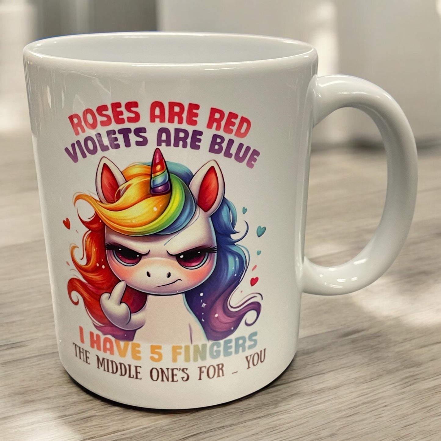 Naughty Unicorn Mug 11oz Roses are Red, Violets are Blue