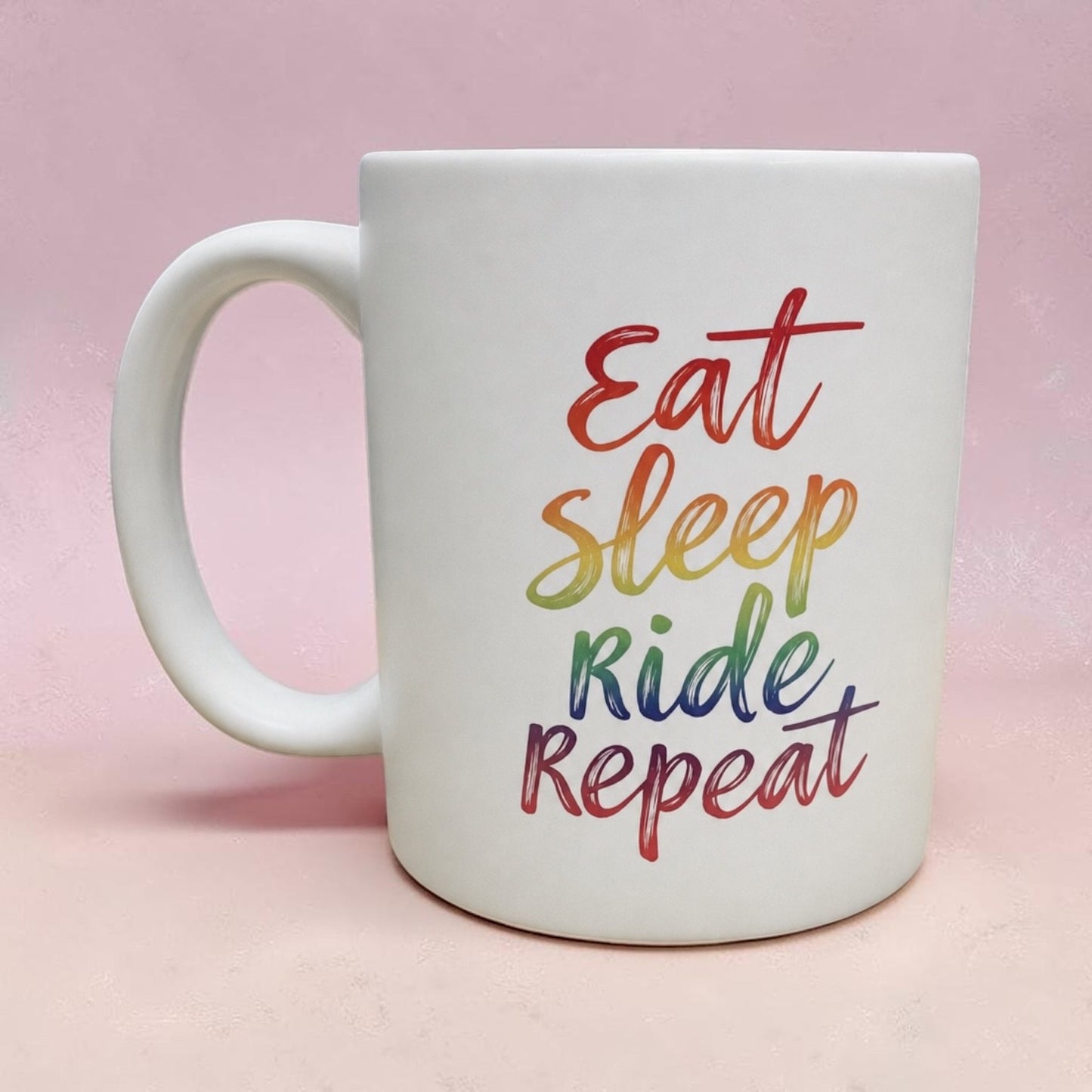 Equestrian theme funny ceramic mug 11oz Eat, Sleep, Ride Repeat