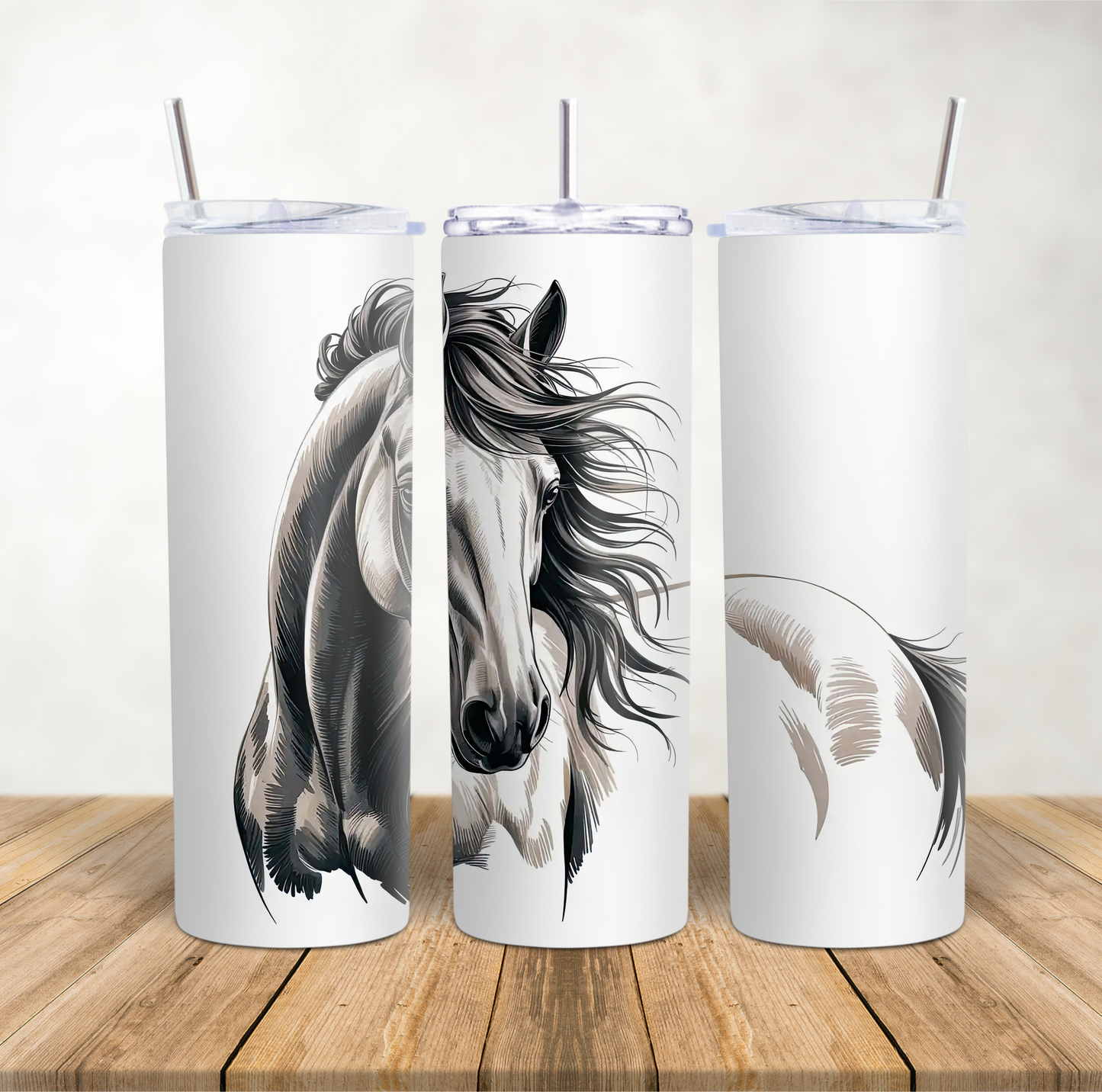 20oz Skinny Tumbler for hot & cold drinks majestic elegant horse