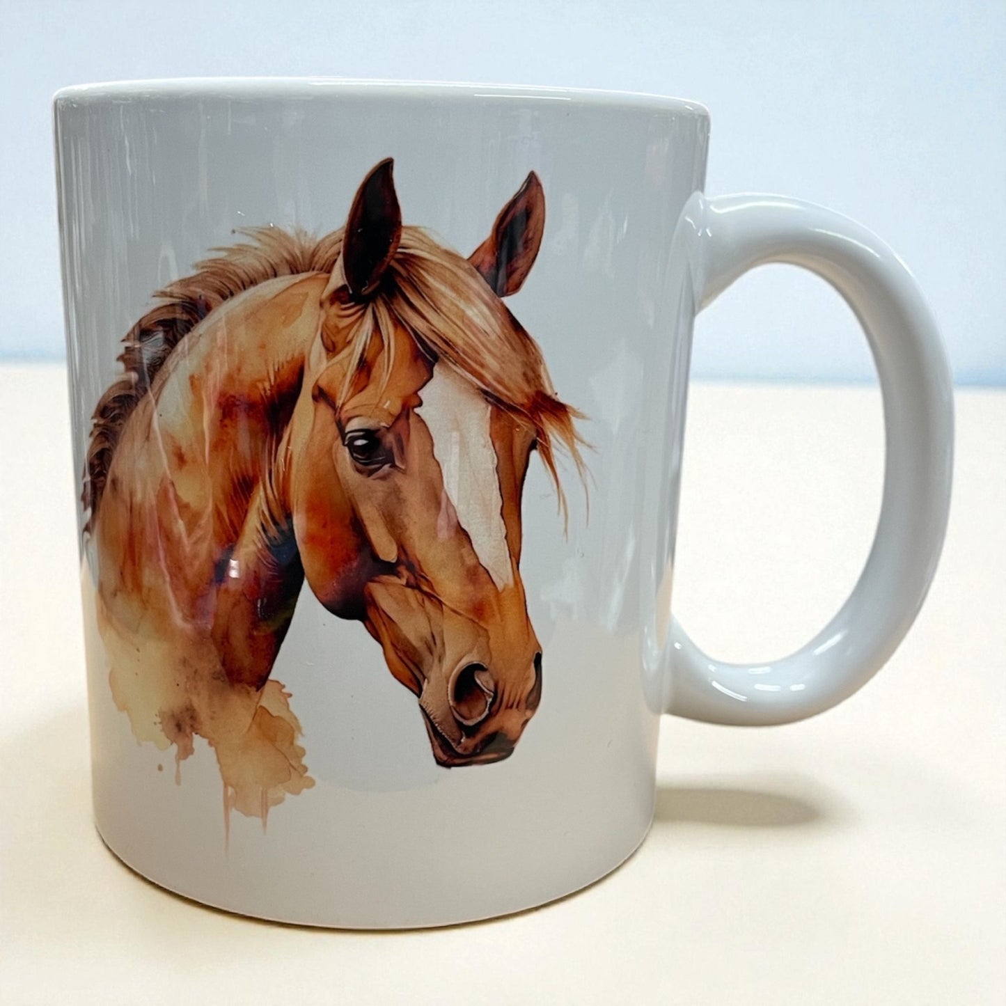 Gorgeous Chestnut horse head with blaze ceramic mug 11oz