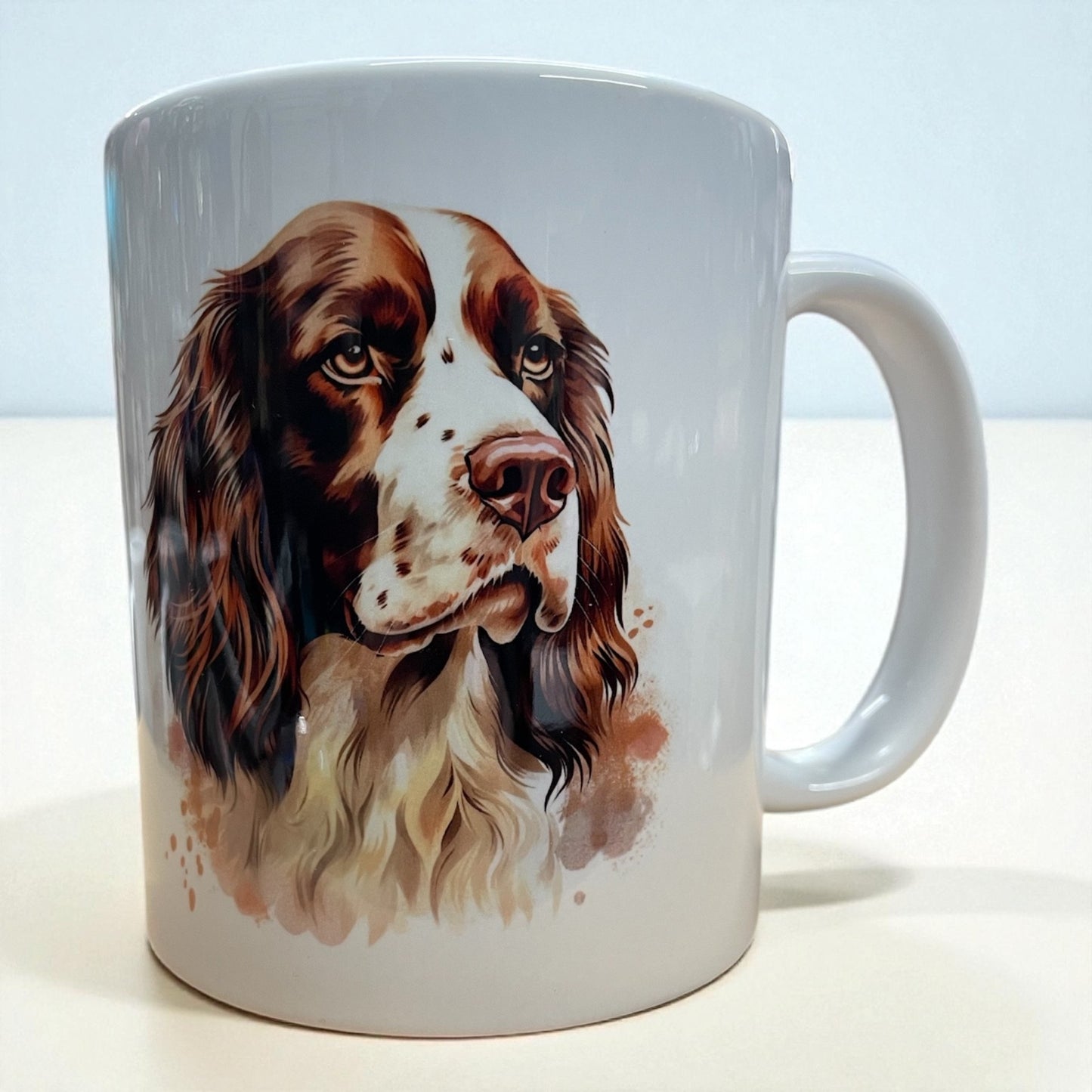 Majestic liver and white Springer Spaniel dog face ceramic mug 11oz