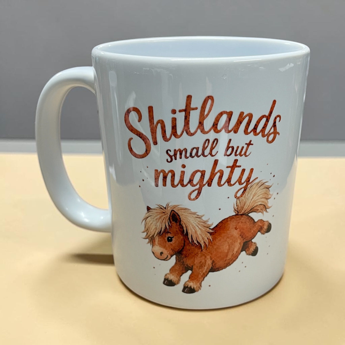 Equestrian theme funny ceramic mug 11oz Shetland pony small but mighty