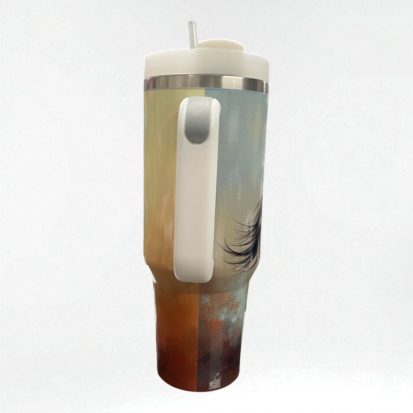 40oz Tumbler "Cantering Bay horse" large cup with handle & straw (201)