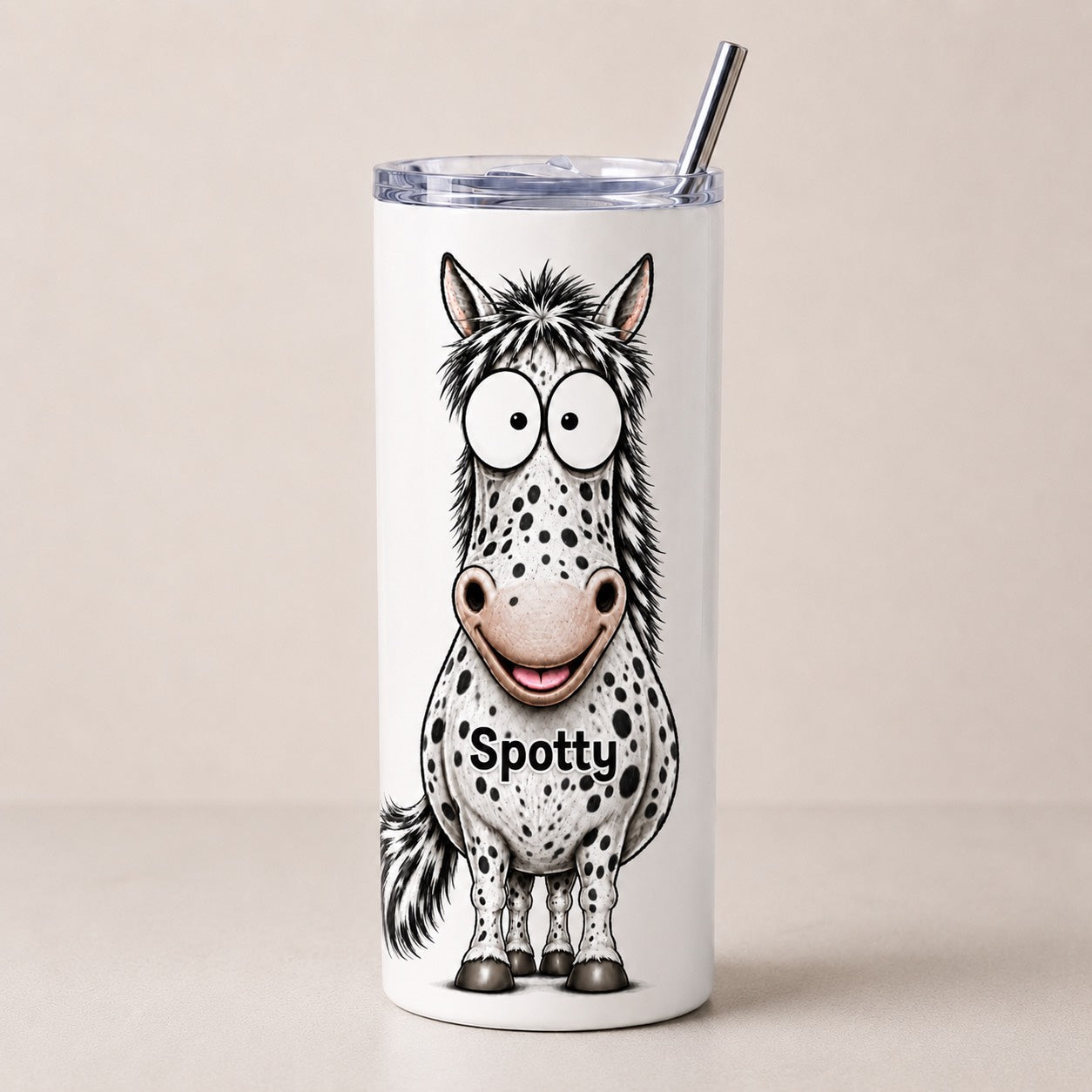 Personalised funny horse skinny tumbler 20oz add any name