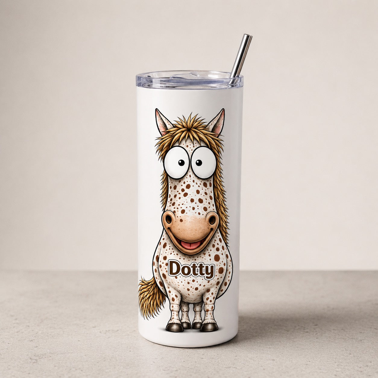 Personalised funny horse skinny tumbler 20oz add any name