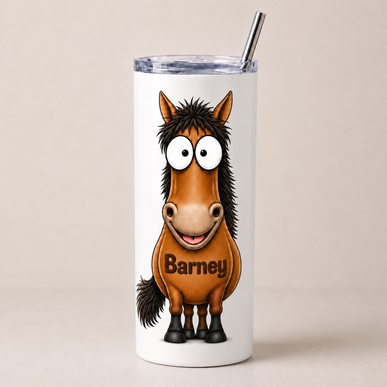 Personalised funny horse skinny tumbler 20oz add any name
