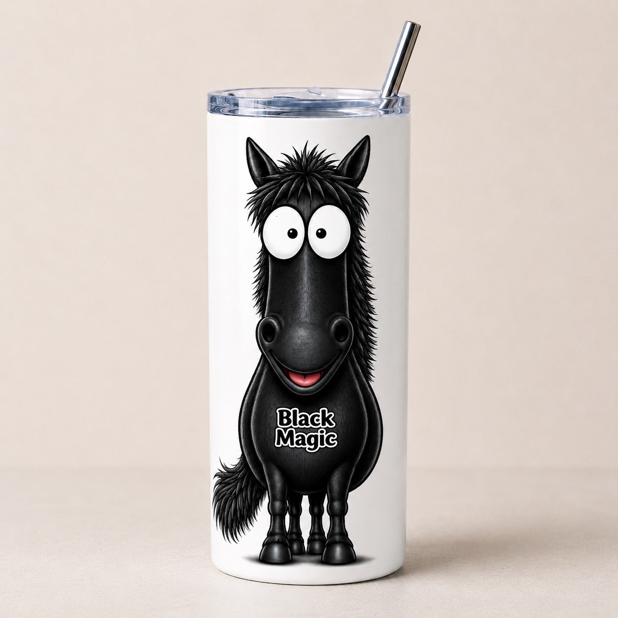 Personalised funny horse skinny tumbler 20oz add any name
