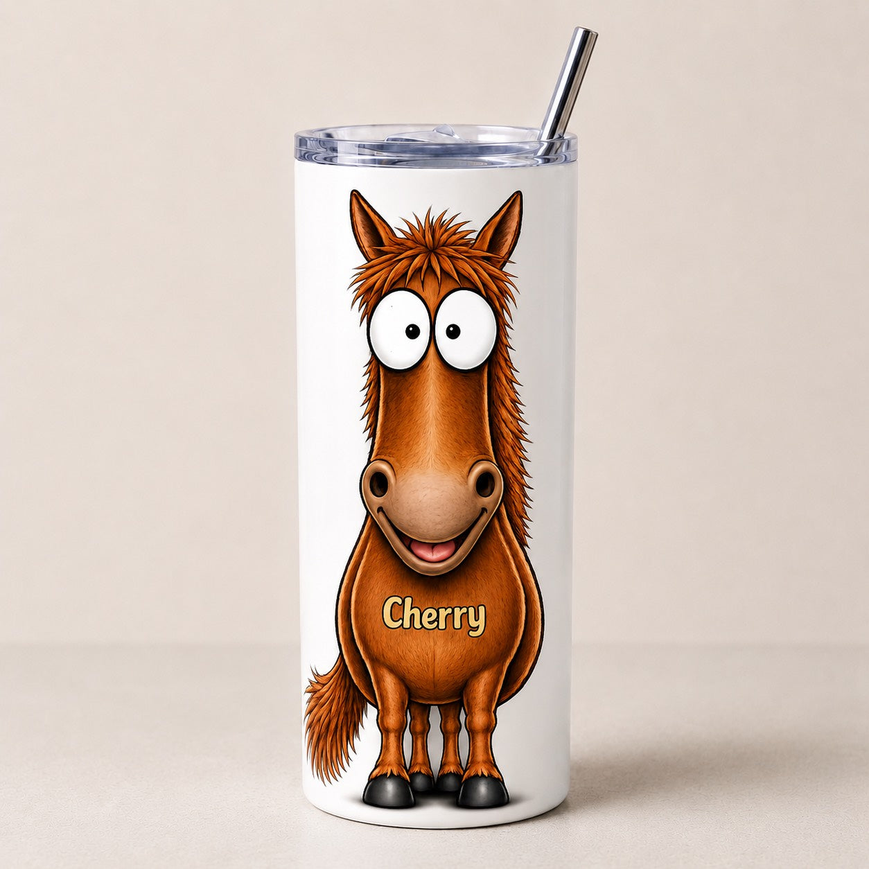 Personalised funny horse skinny tumbler 20oz add any name