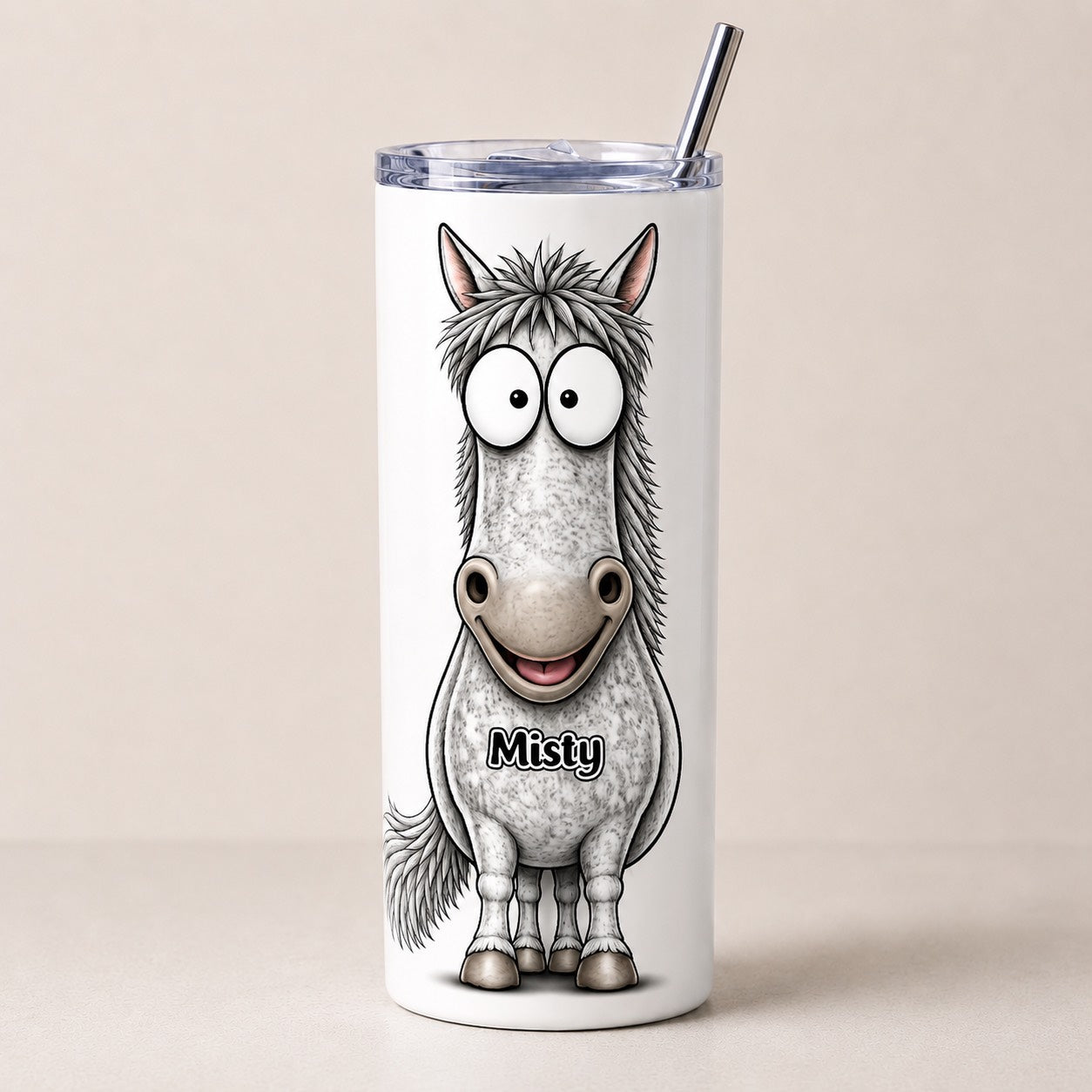 Personalised funny horse skinny tumbler 20oz add any name