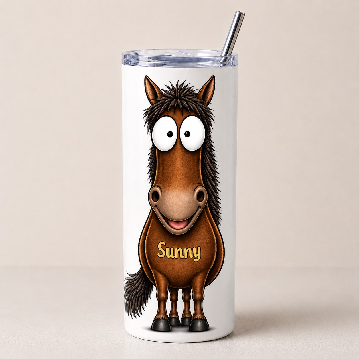 Personalised funny horse skinny tumbler 20oz add any name