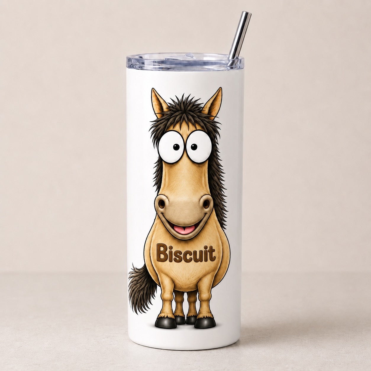 Personalised funny horse skinny tumbler 20oz add any name