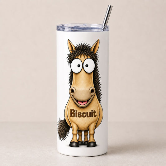 Personalised funny horse skinny tumbler 20oz add any name