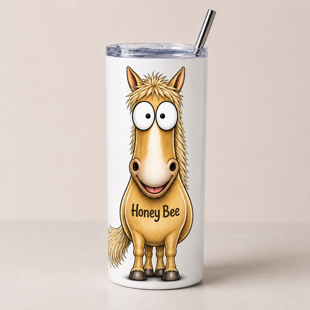 Personalised funny horse skinny tumbler 20oz add any name