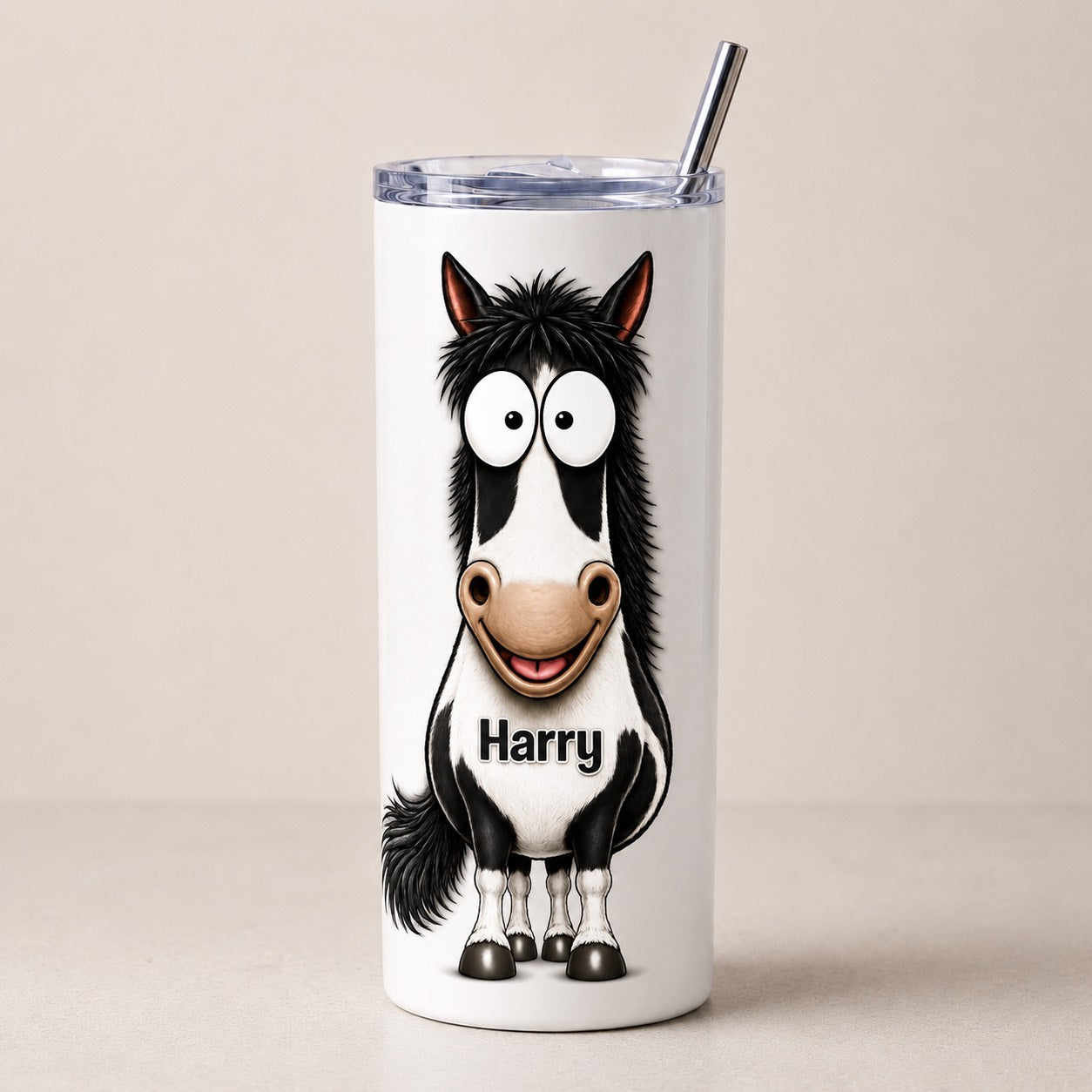 Personalised funny horse skinny tumbler 20oz add any name
