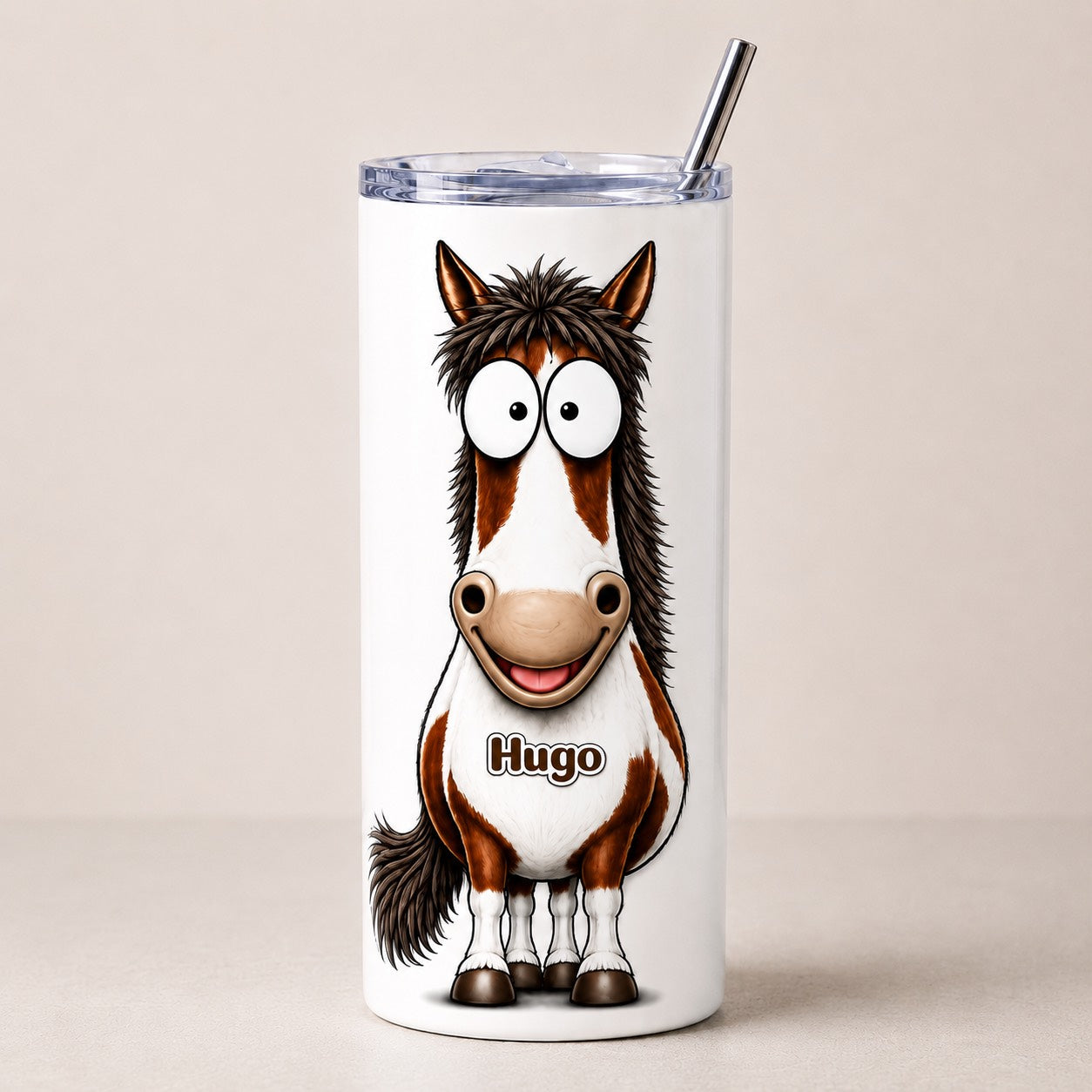 Personalised funny horse skinny tumbler 20oz add any name