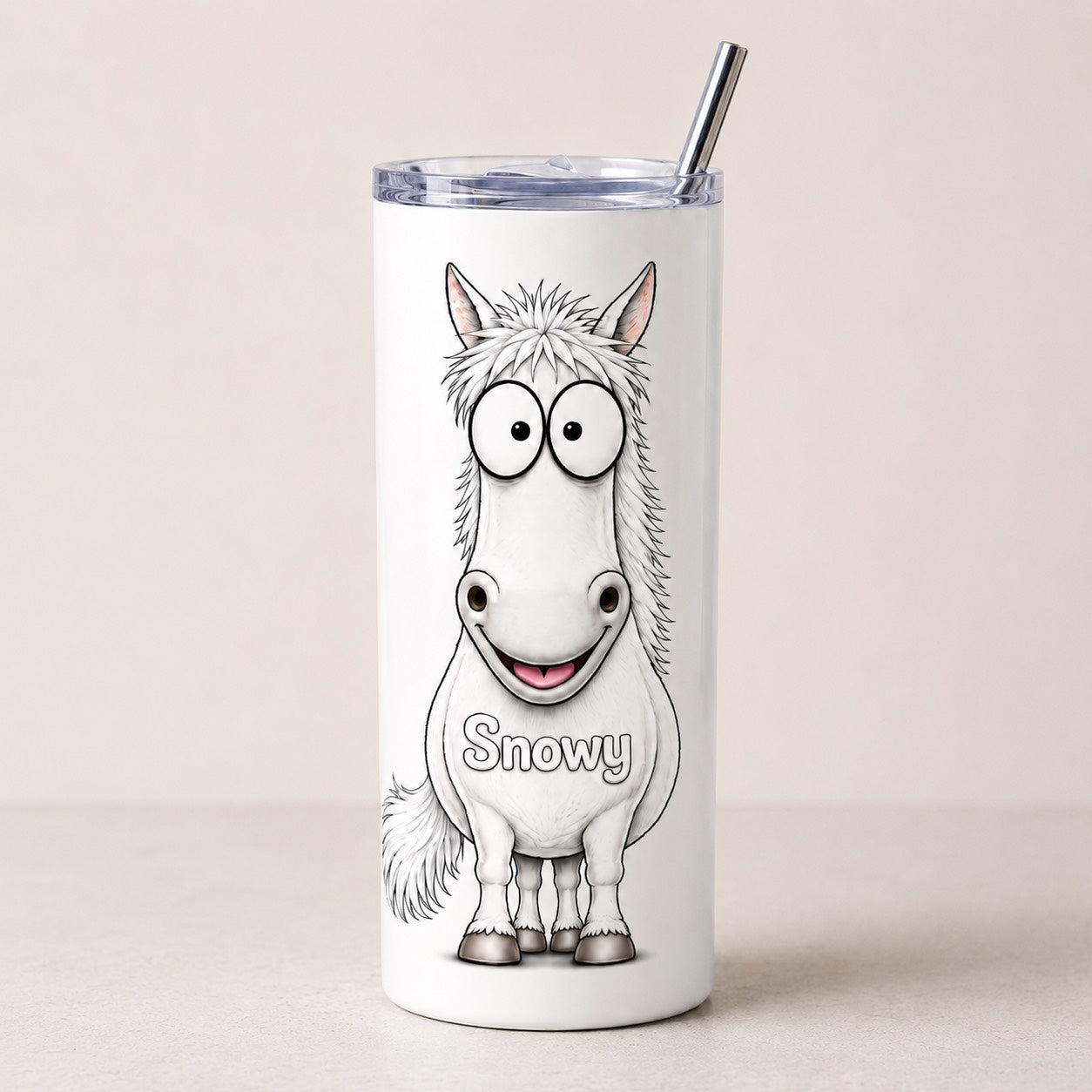 Personalised funny horse skinny tumbler 20oz add any name