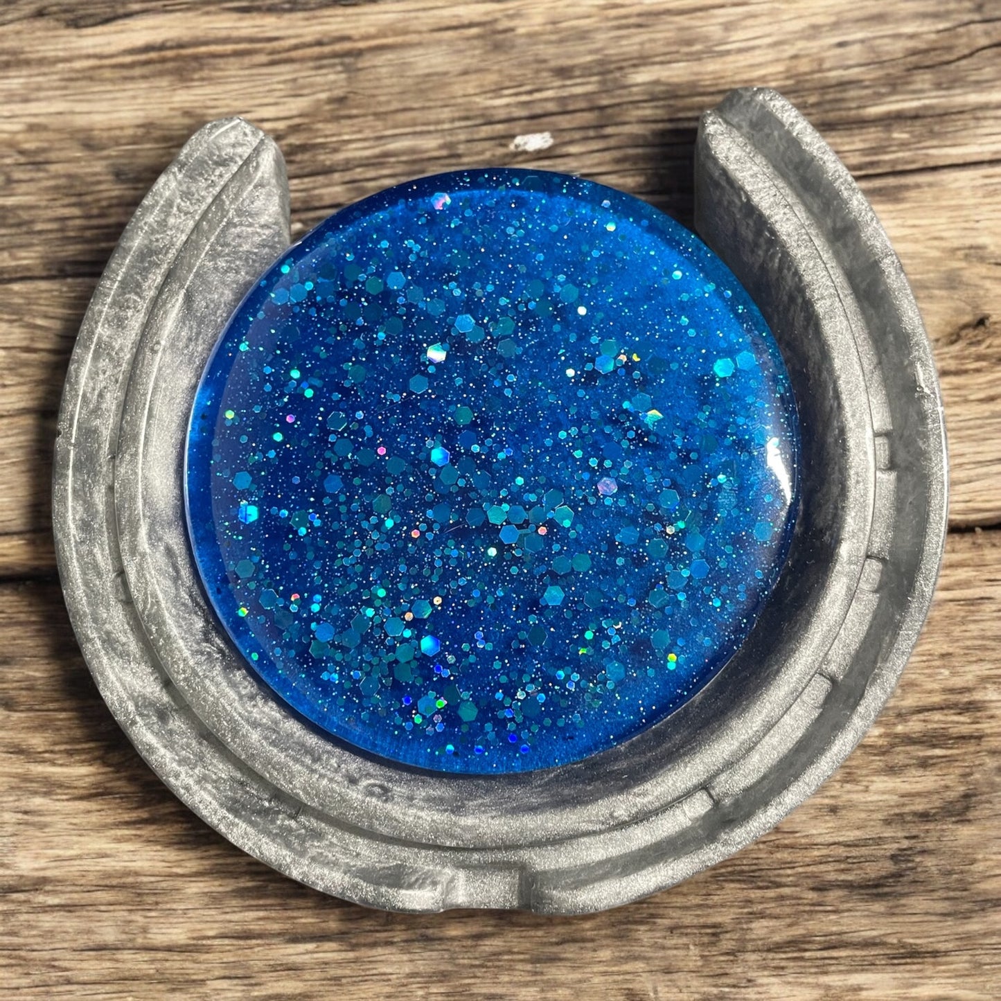 Resin Horse shoe coasters blue shades