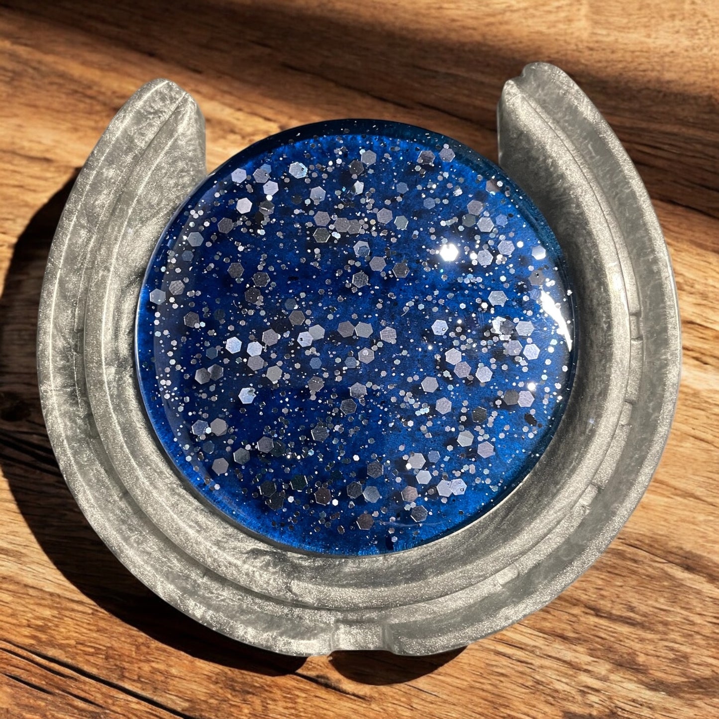 Resin Horse shoe coasters blue shades