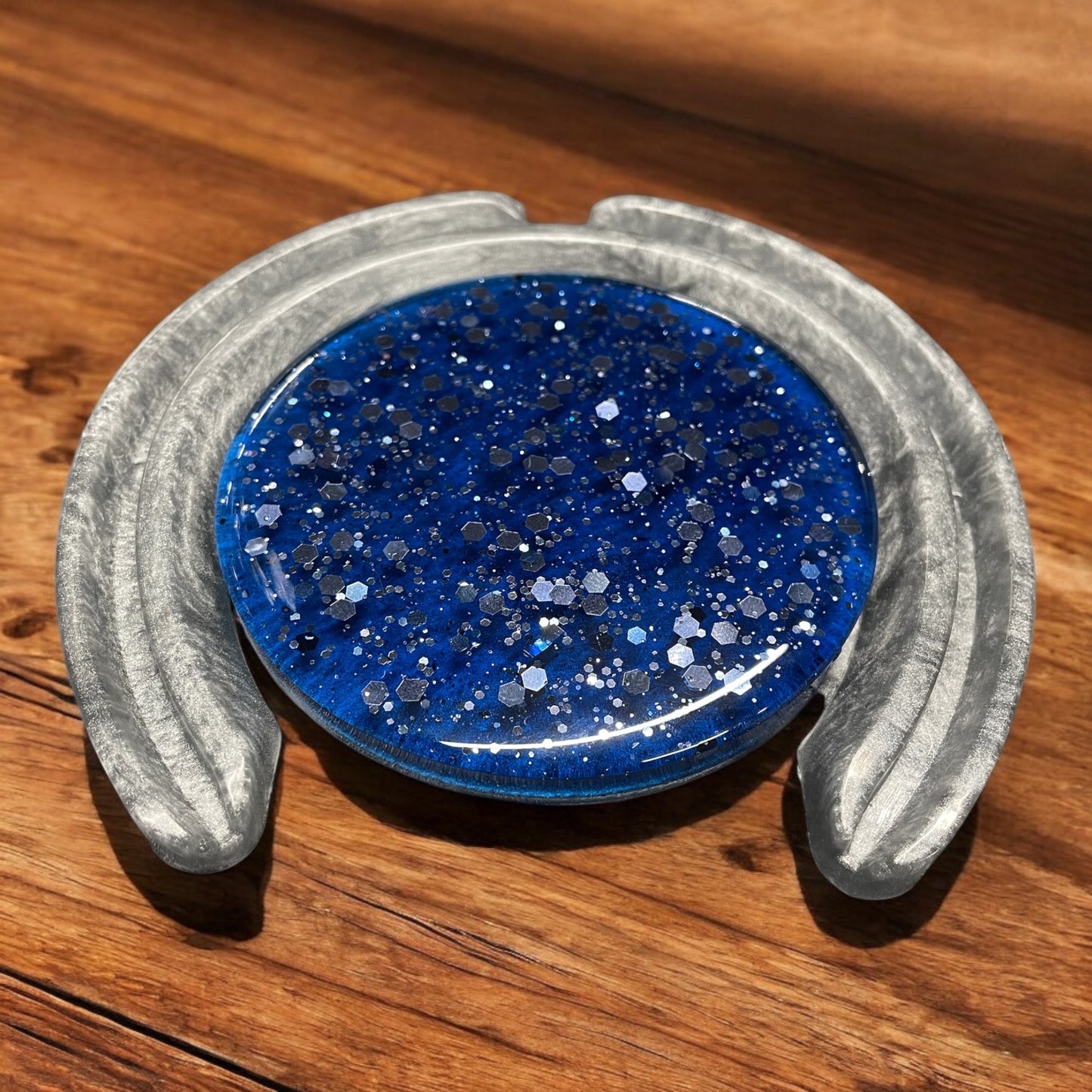 Resin Horse shoe coasters blue shades