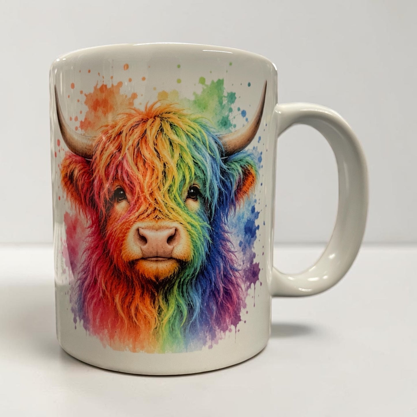 Rainbow Highland cow 11oz ceramic mug
