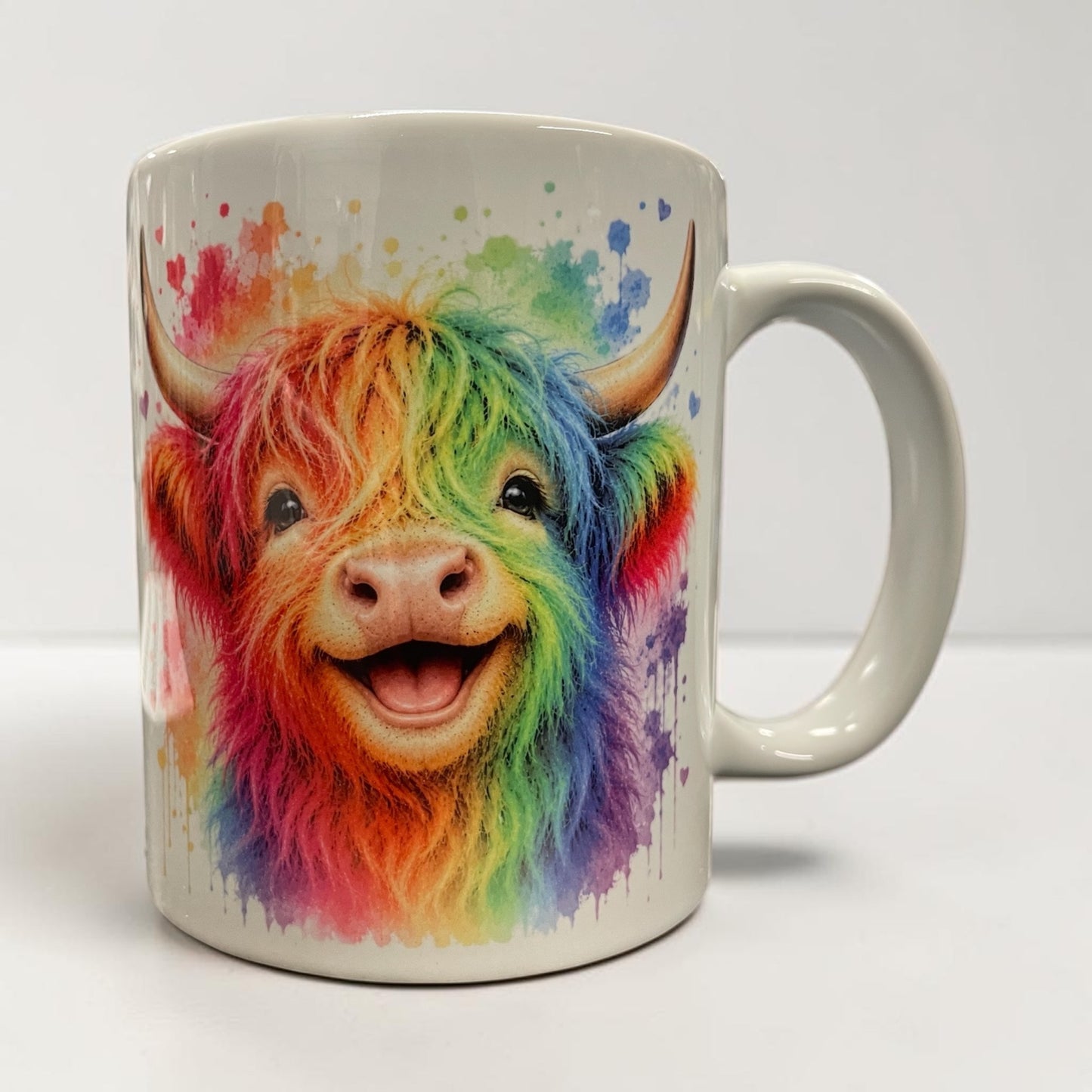 Rainbow Highland cow 11oz ceramic mug