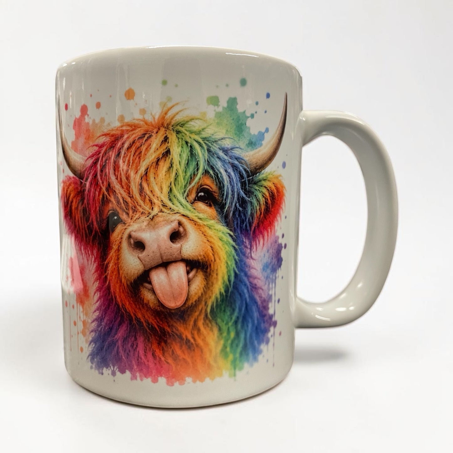 Rainbow Highland cow 11oz ceramic mug