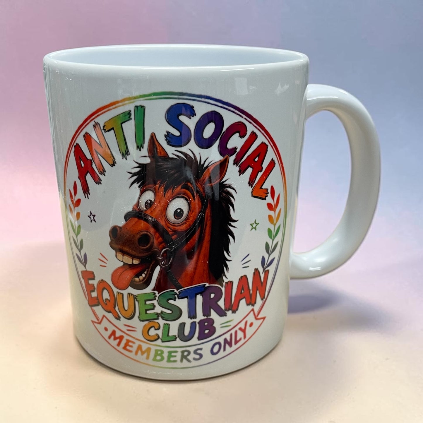 Equestrian theme funny ceramic mug 11oz Anti social equestrian club members only
