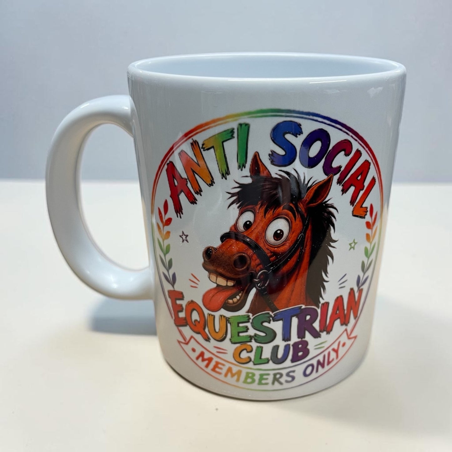Equestrian theme funny ceramic mug 11oz Anti social equestrian club members only