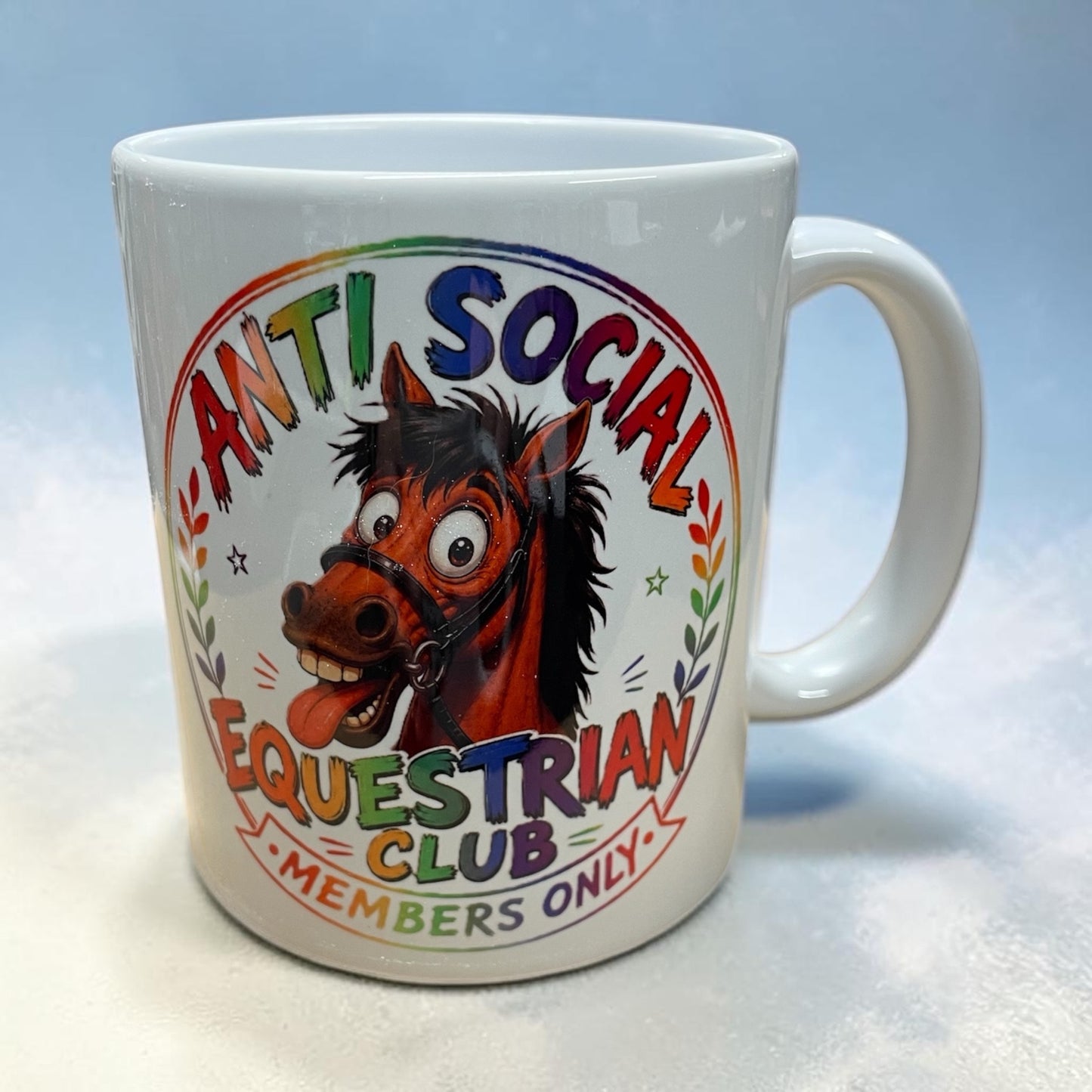Equestrian theme funny ceramic mug 11oz Anti social equestrian club members only