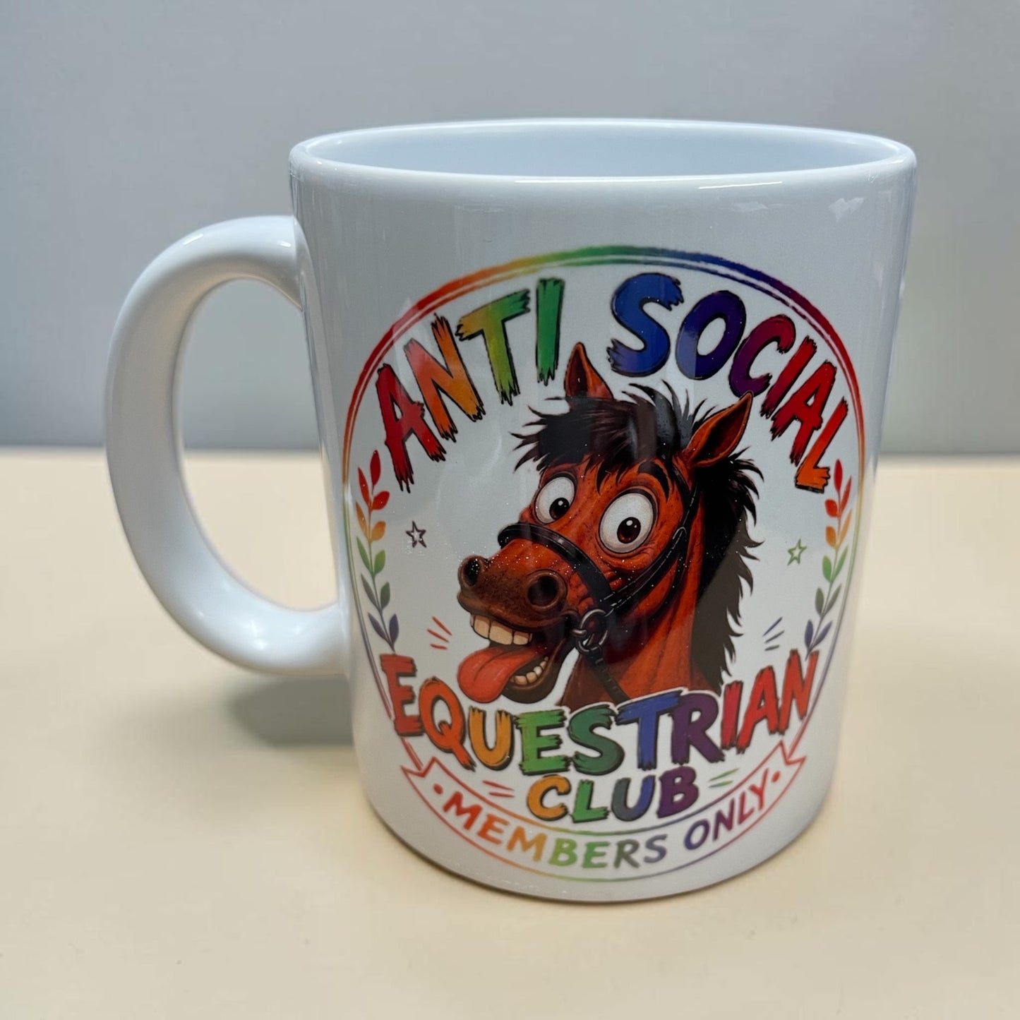 Equestrian theme funny ceramic mug 11oz Anti social equestrian club members only