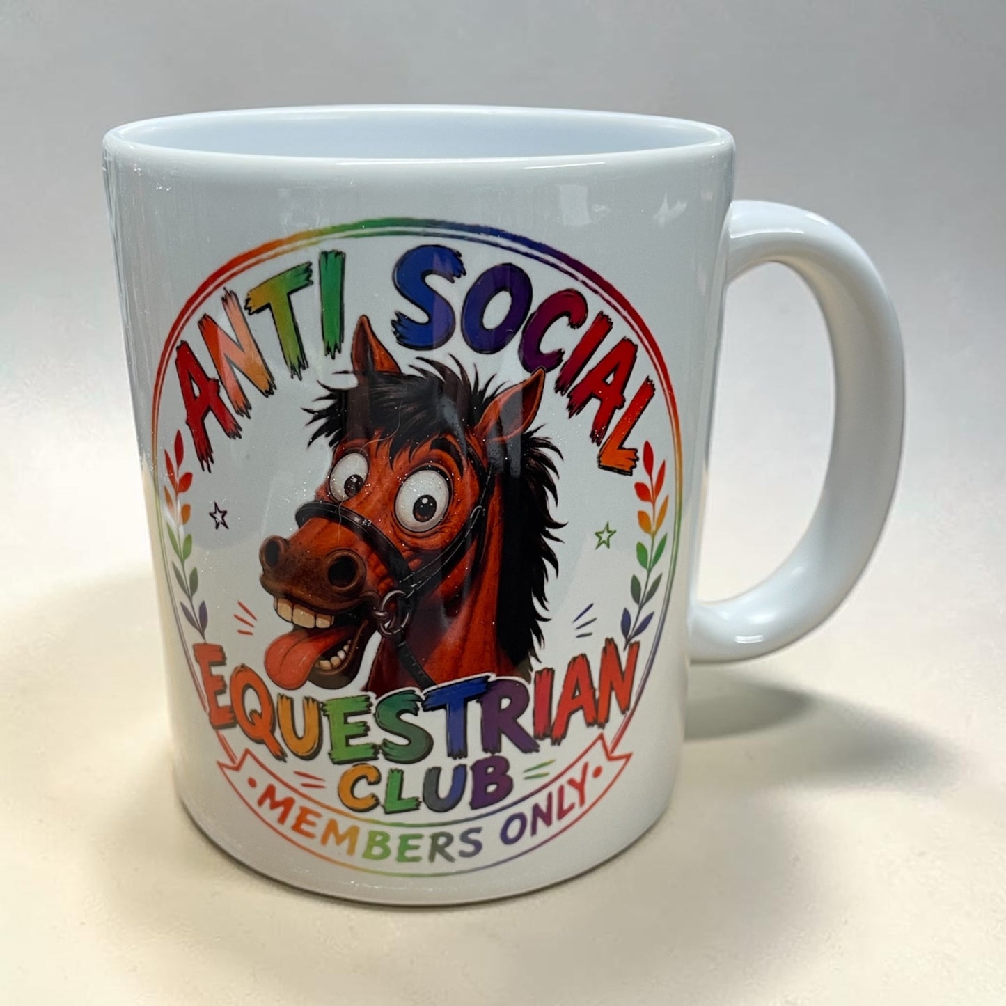 Equestrian theme funny ceramic mug 11oz Anti social equestrian club members only
