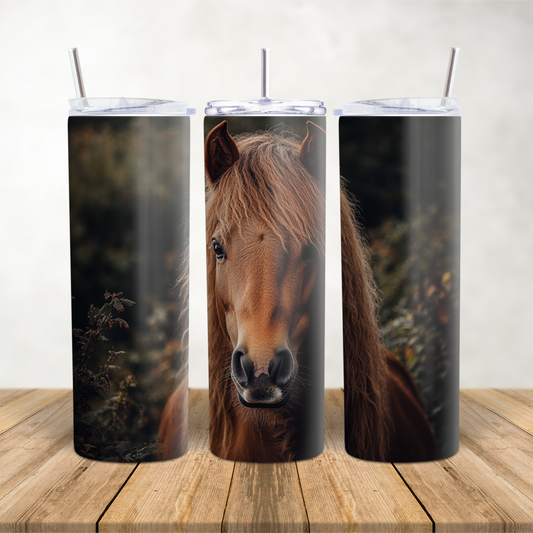 20oz Skinny Tumbler for hot & cold drinks Chestnut pony