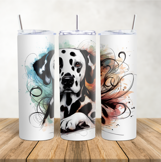 20oz Skinny Tumbler for hot & cold drinks Dalmation dog watercolour