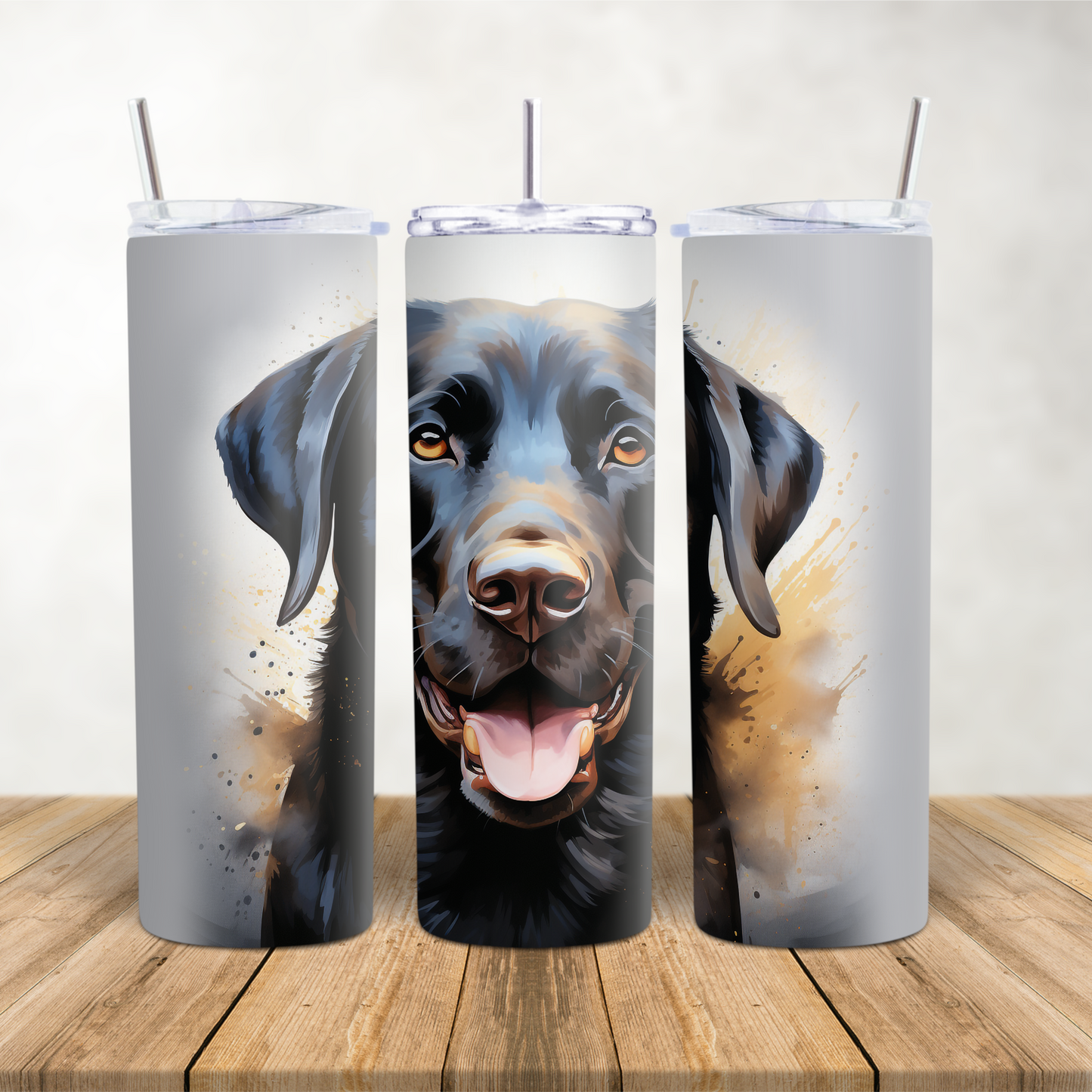 20oz Skinny Tumbler for hot & cold drinks "Dark Chocolate/Black Labrador dog"