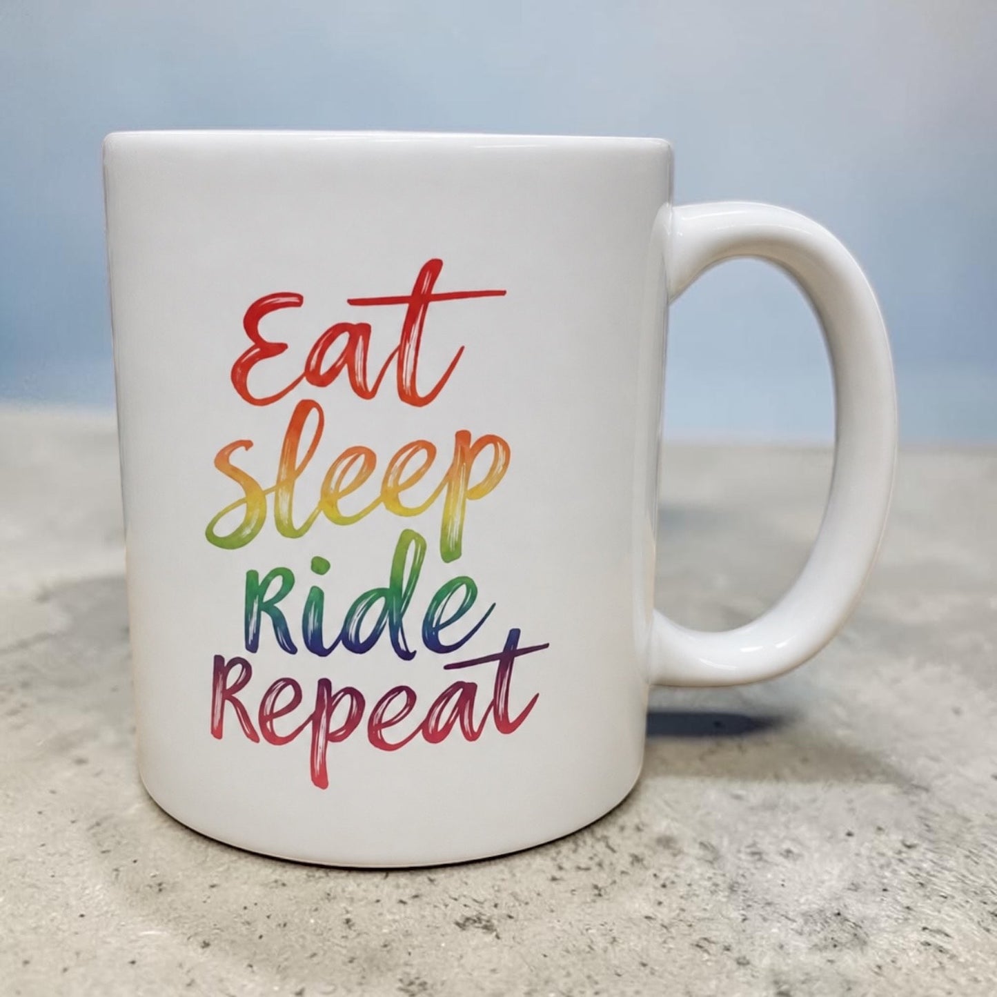 Equestrian theme funny ceramic mug 11oz Eat, Sleep, Ride Repeat