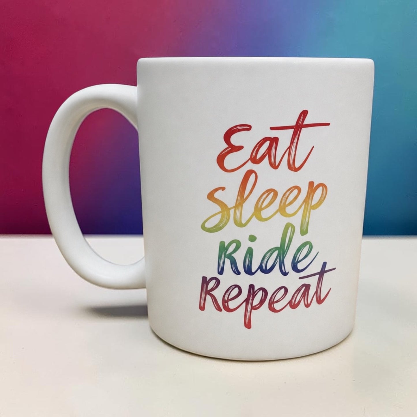 Equestrian theme funny ceramic mug 11oz Eat, Sleep, Ride Repeat