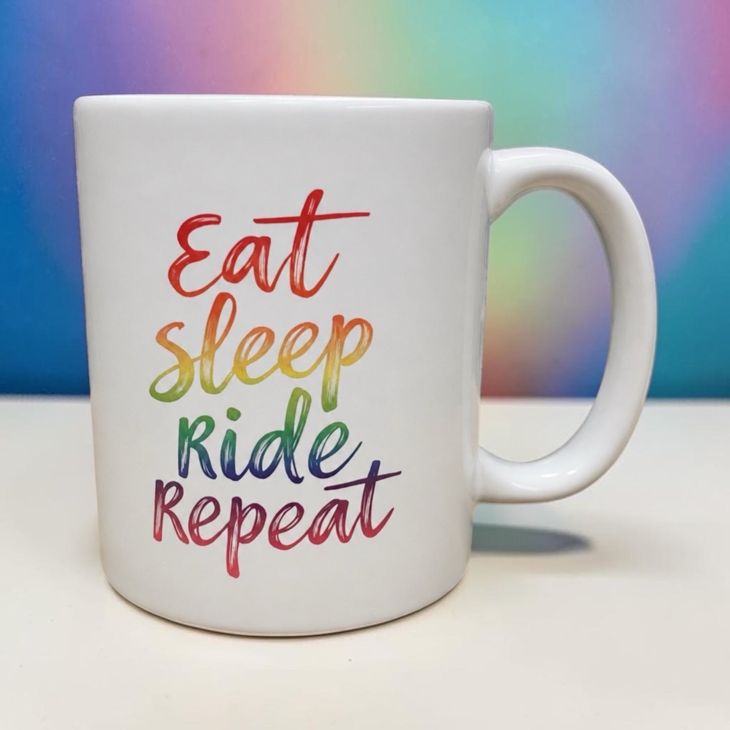 Equestrian theme funny ceramic mug 11oz Eat, Sleep, Ride Repeat
