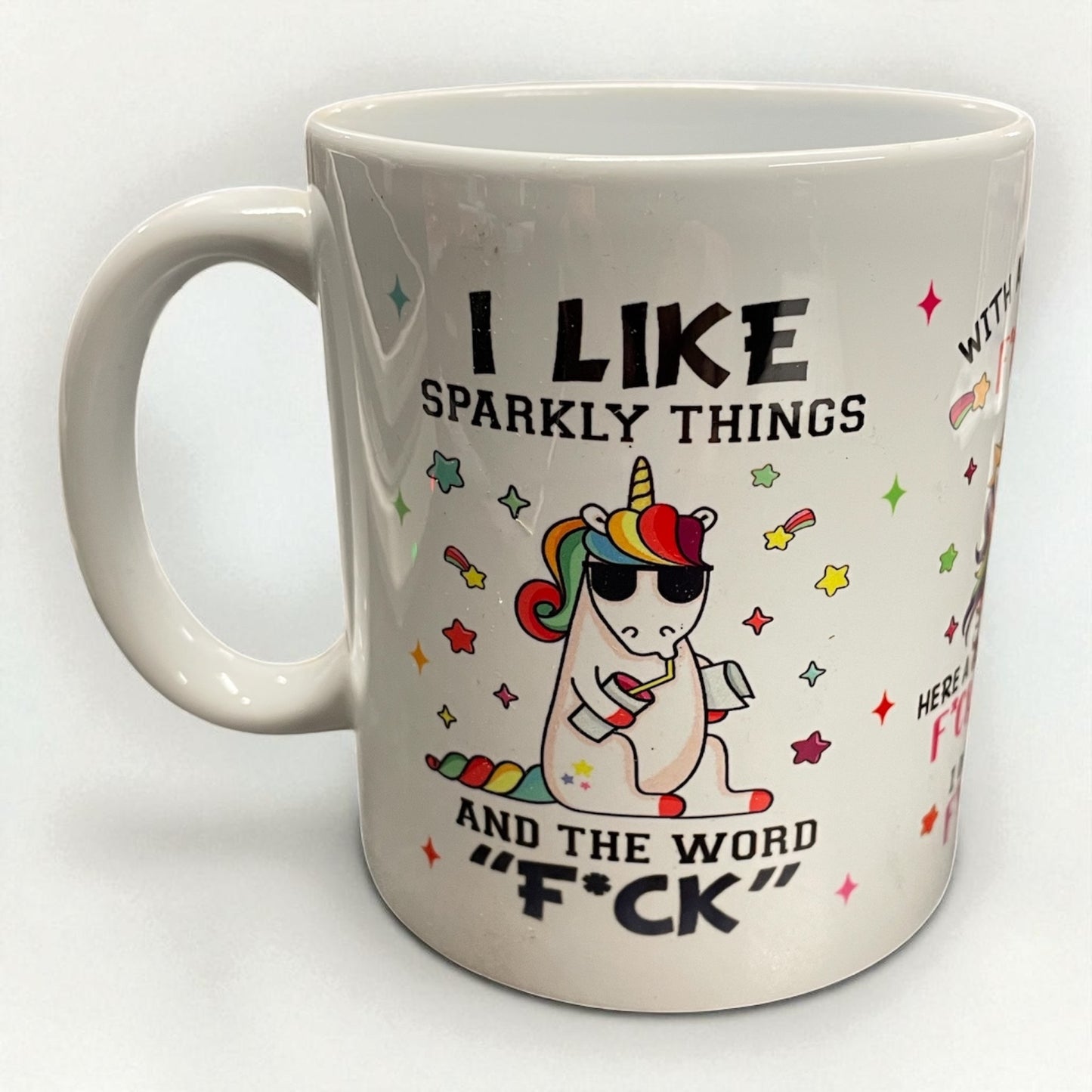 Naughty funny unicorn swearing profanity ceramic mug 11oz "F*ck F*ck F*ck"