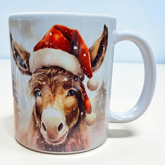 Cute Xmas Christmas Santa Donkey ceramic mug 11oz