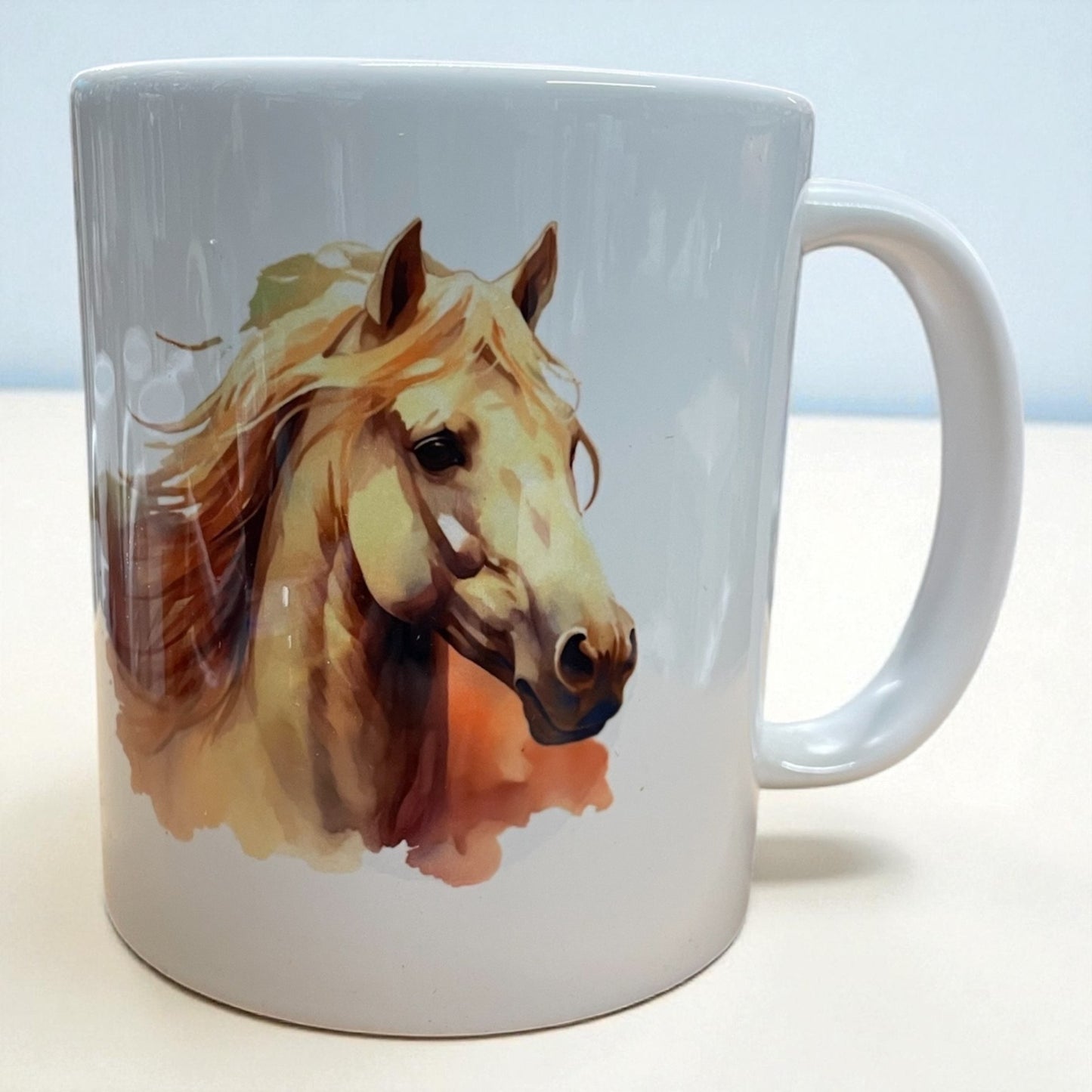 Gorgeous Grey horse head light watercolour ceramic mug 11oz
