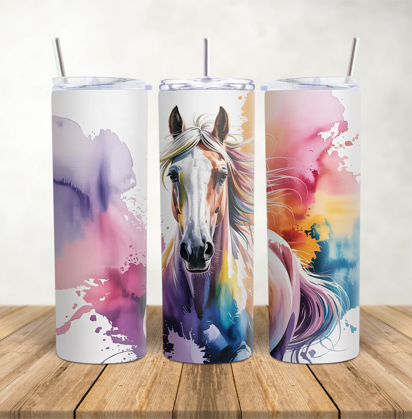 20oz Skinny Tumbler for hot & cold drinks Palomino watercolour splash
