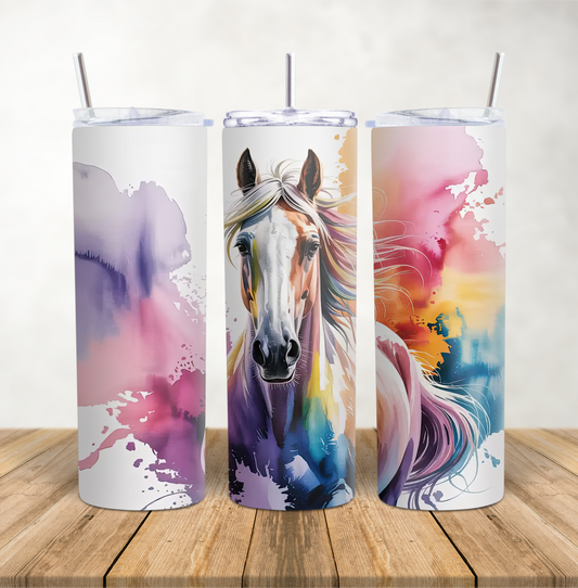 20oz Skinny Tumbler for hot & cold drinks Palomino watercolour splash