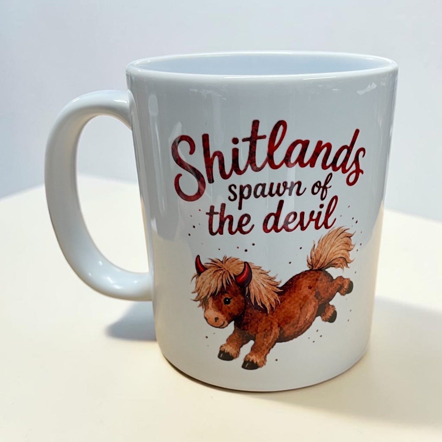 Equestrian theme funny ceramic mug 11oz Shetland pony spawn of the devil