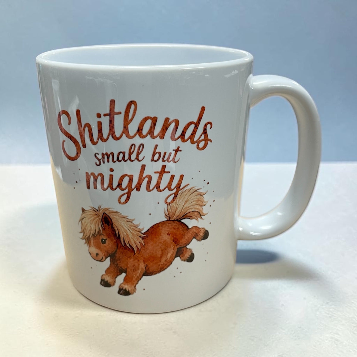 Equestrian theme funny ceramic mug 11oz Shetland pony small but mighty