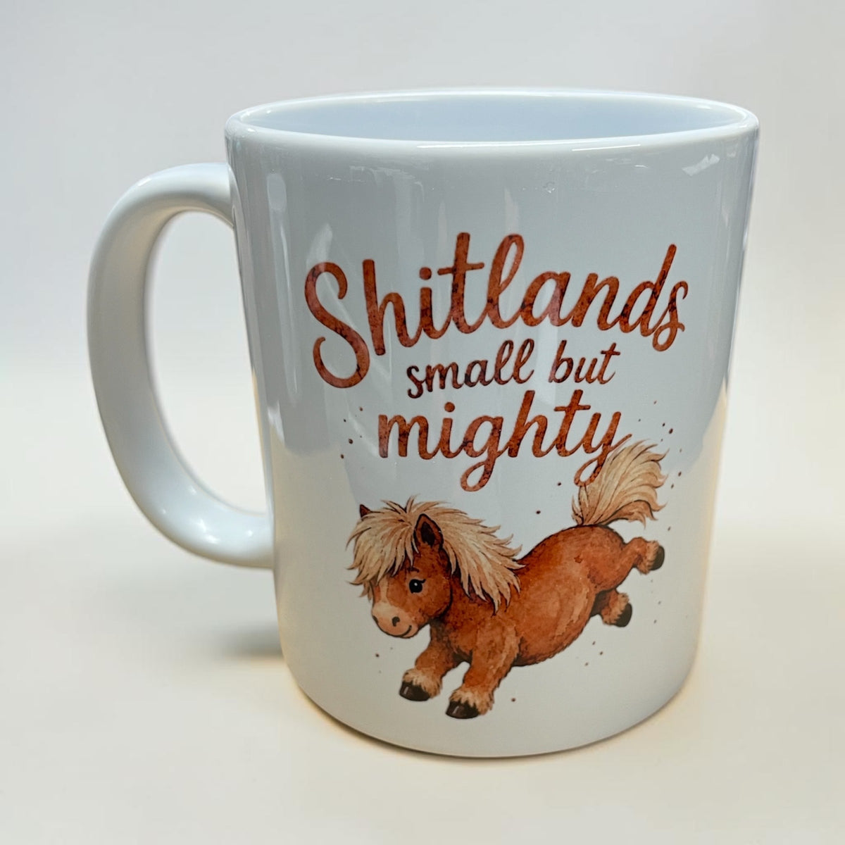 Equestrian theme funny ceramic mug 11oz Shetland pony small but mighty