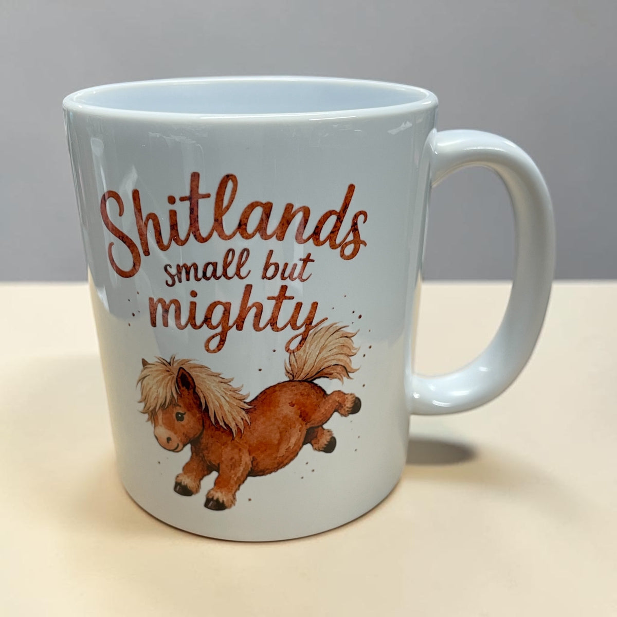 Equestrian theme funny ceramic mug 11oz Shetland pony small but mighty