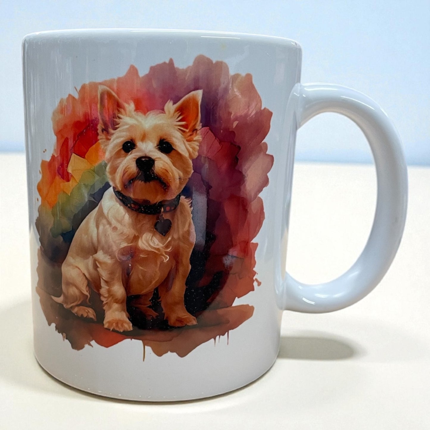 Rainbow colour splash Westie West Highland Terrier Dog Ceramic mug 11oz