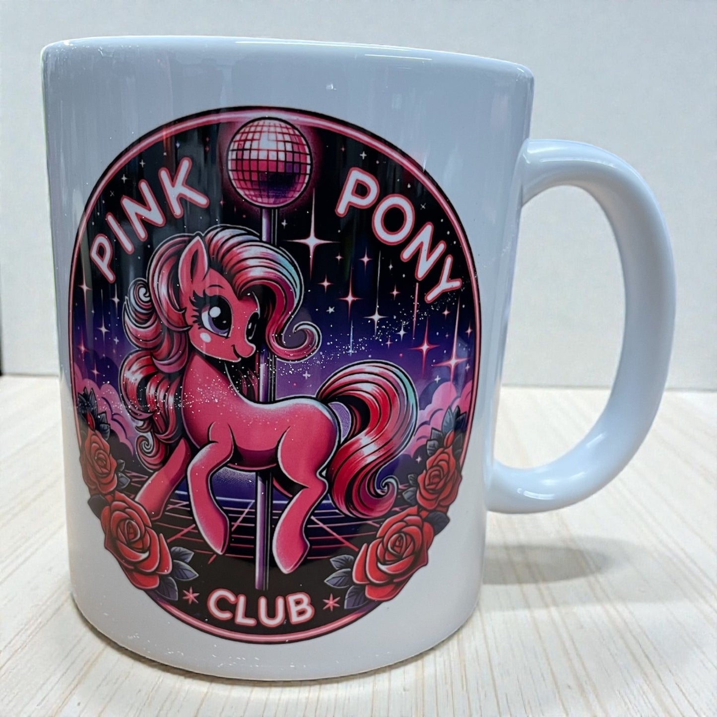 Equestrian horse theme ceramic mug 11oz pink pony club
